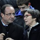 Description : rench Socialist Presidential election candidate Francois Hollande (L) and Rouen Mayor Valerie Fourneyron (R) arrive to attend the Six Nations rugby union match between France and Ireland at the Stade de France in Saint-Denis near Paris February 11, 2012. REUTERS/Charles Platiau (FRANCE - Tags: SPORT RUGBY)